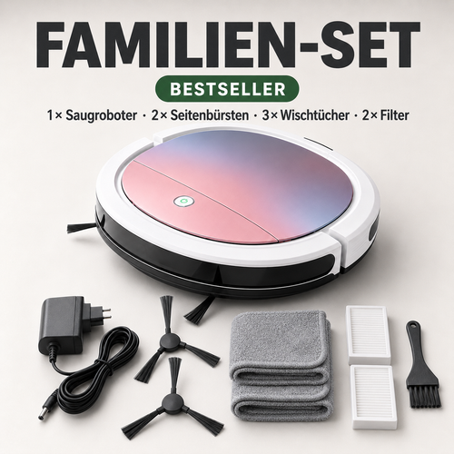 Ultraflacher 3-in-1 Saugroboter für Haare, Staub und Krümel